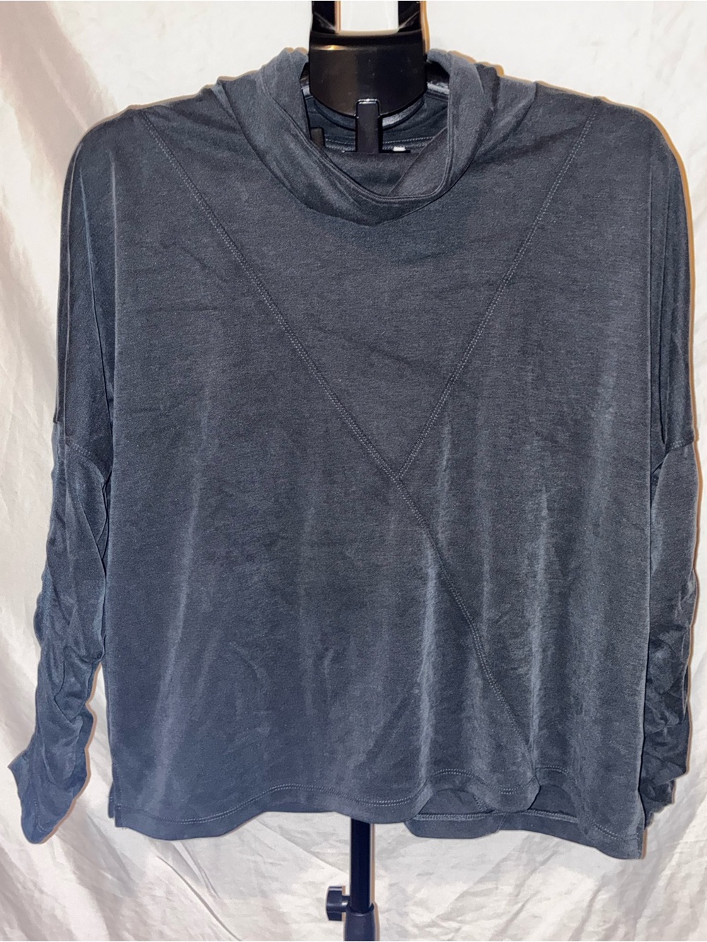 FOIL Charcoal Grey Women's Funnel Neck Long-Sleeve Top Sz xs- s